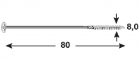 Vrut tesařský 8,0x80 mm, TX, talířová hlava